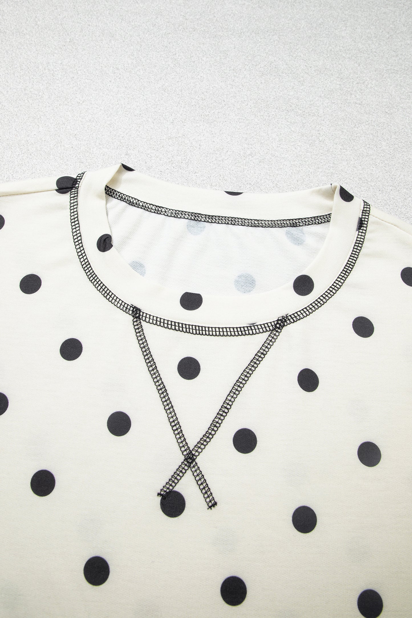Polka Dot Puff Sleeve Wide Leg Two Piece Pants Set