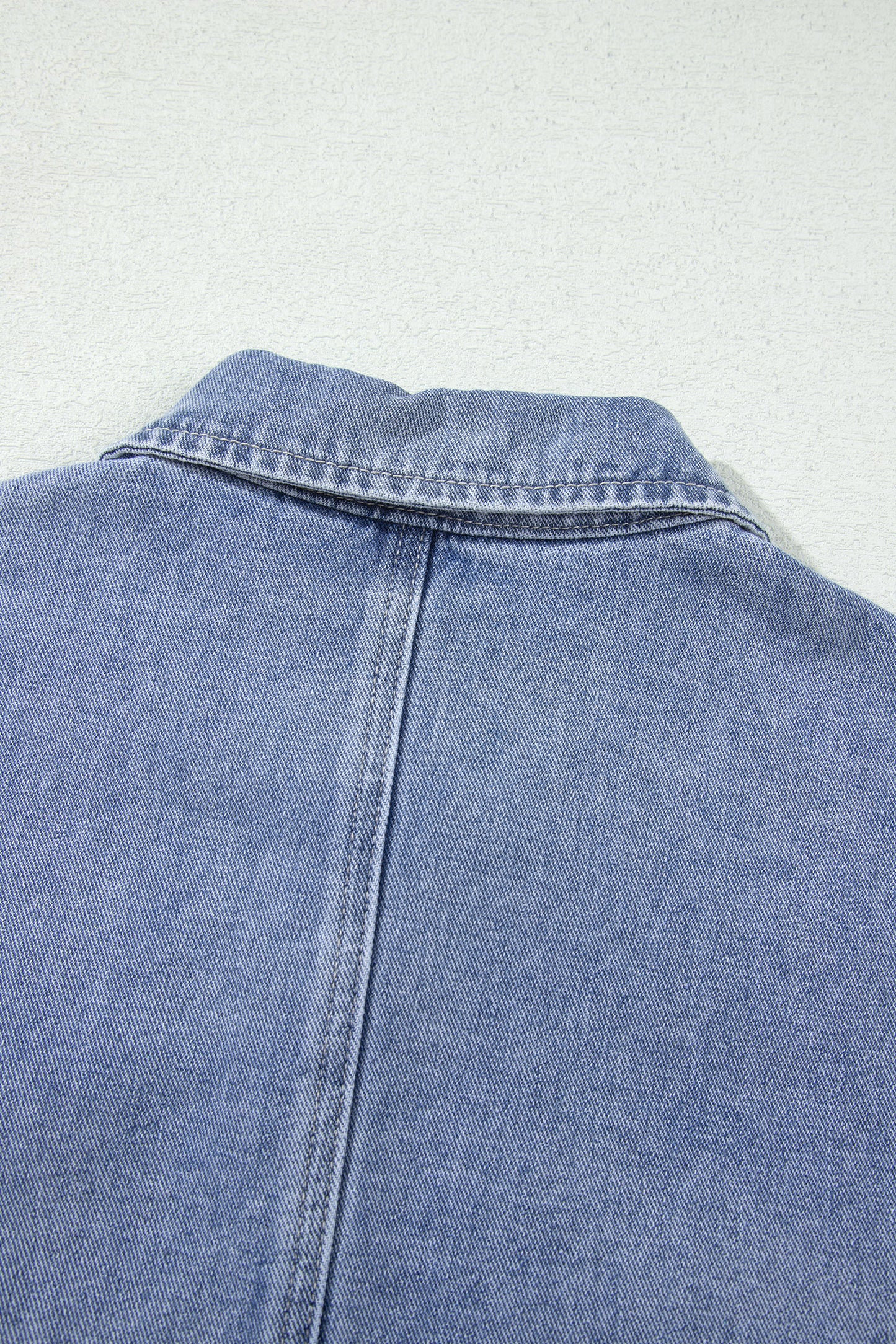 Pearl Studded Oversized Denim Zip Front Jacket