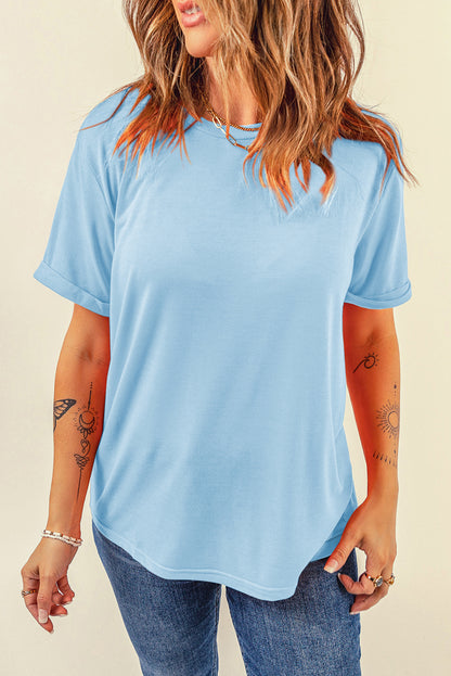 White Casual Crew Neck Short Sleeve Basic Tee