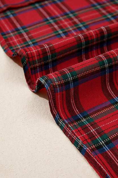Red Tartan Plaid Puff Sleeve Smocked Waist Christmas Dress