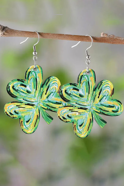 St. Patrick’s Day Painted Shamrock Dangle Earrings