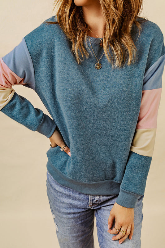 Colorblock Long Sleeve Pullover Sweatshirt