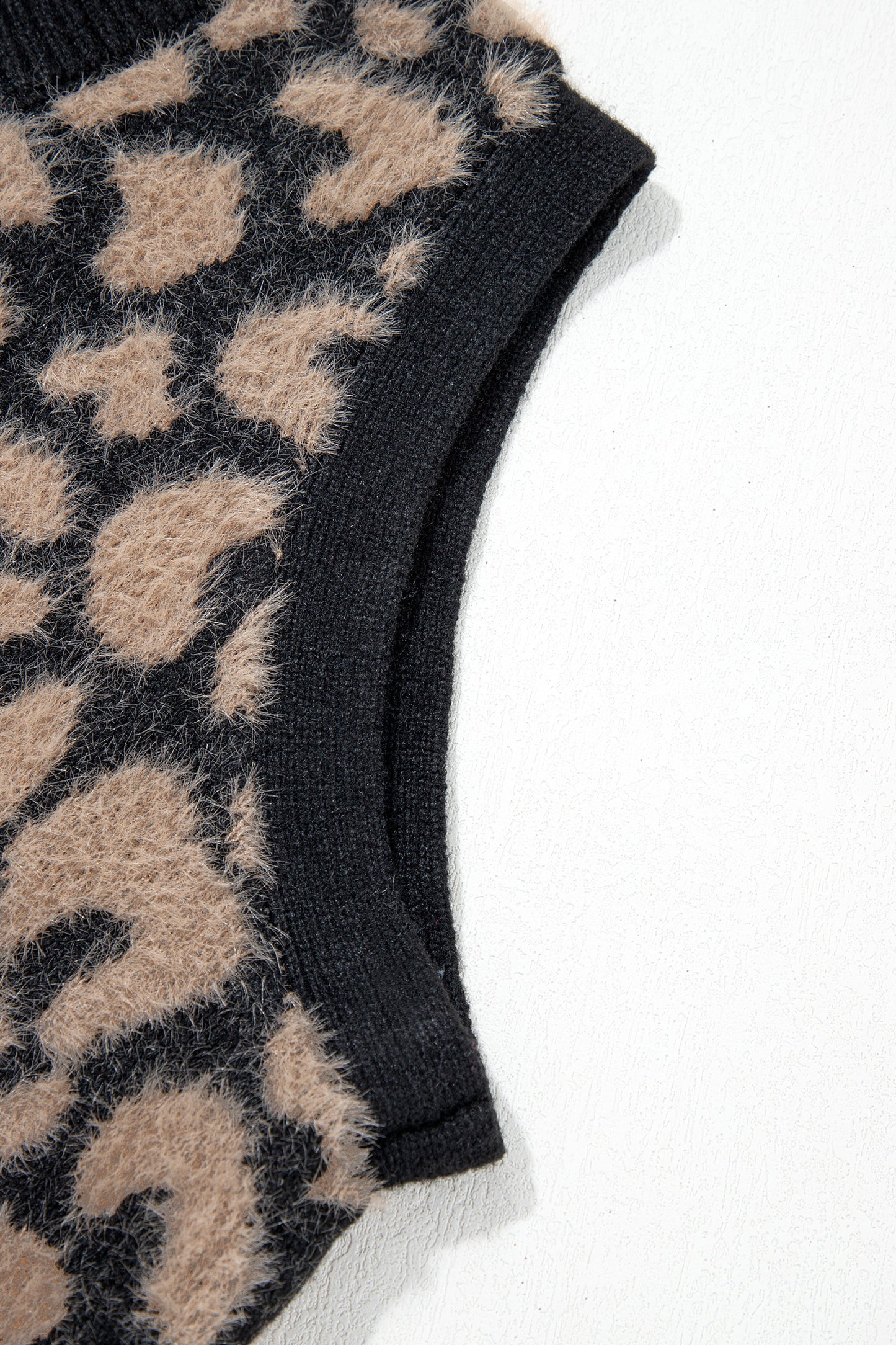 Western Leopard Print Knit Sweater Vest Button Cardigan