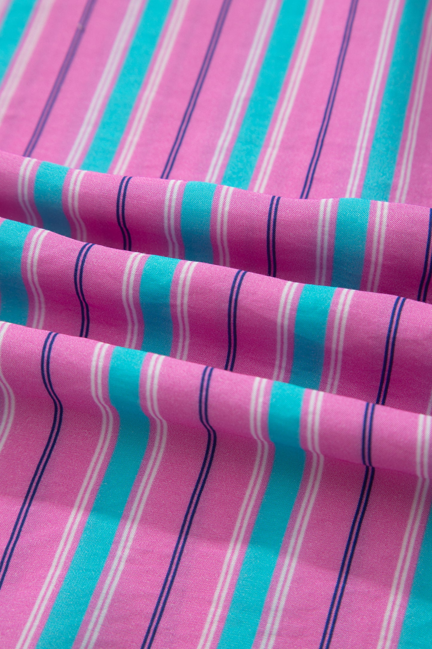 Pink Stripe Puff Sleeve Two Piece Shorts Set