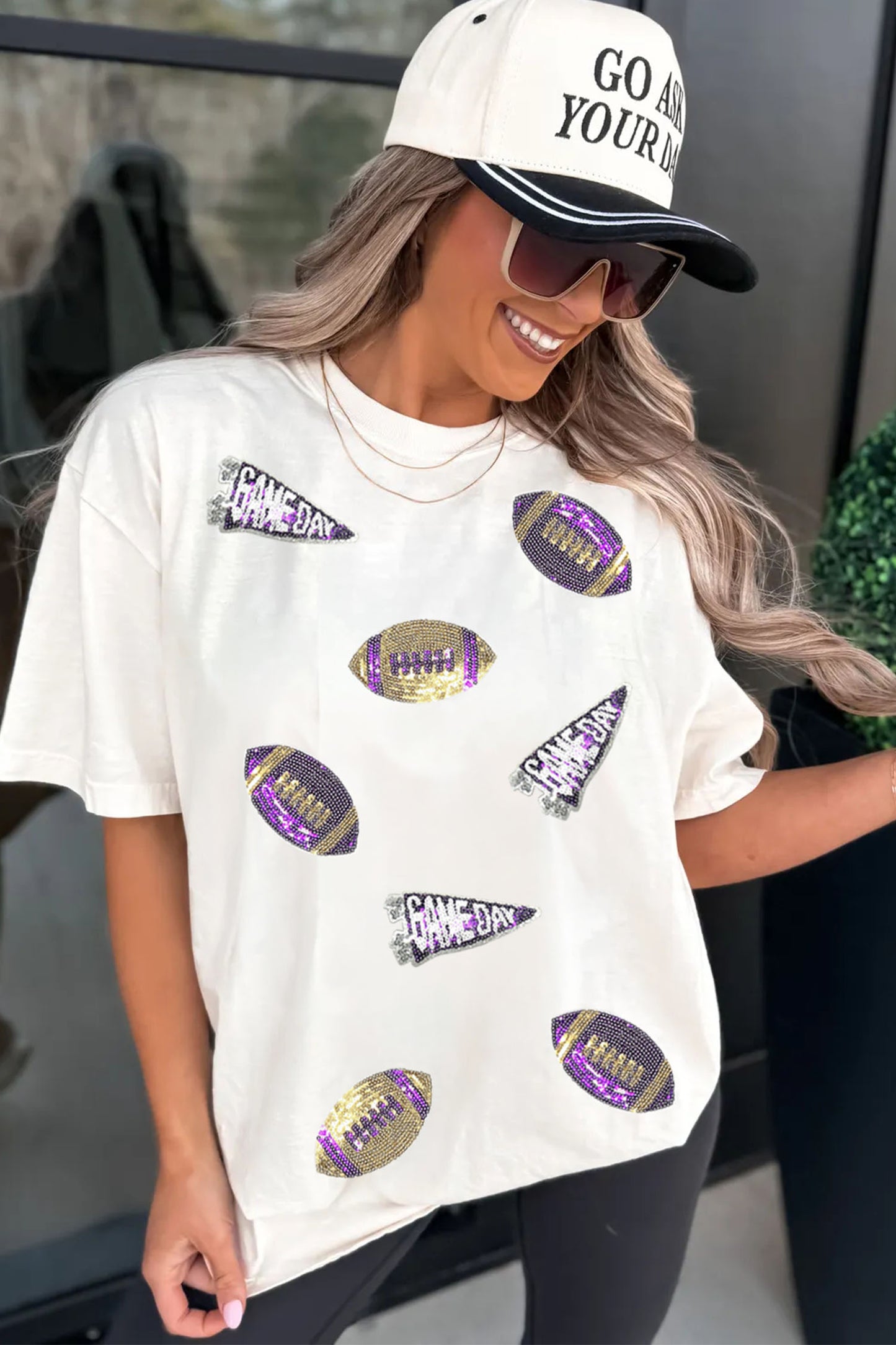 Sequin Back to School Game Day Football Graphic Tee