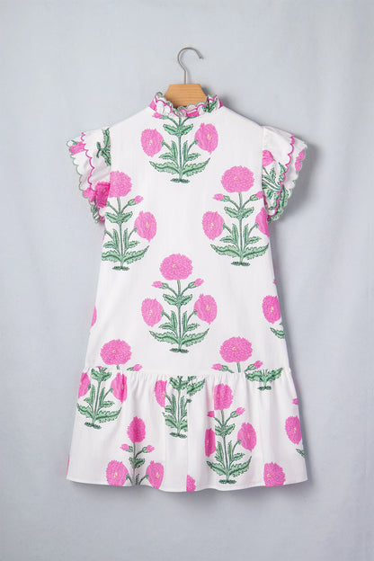 Floral Embroidered V Neck Mini Dress Women Casual