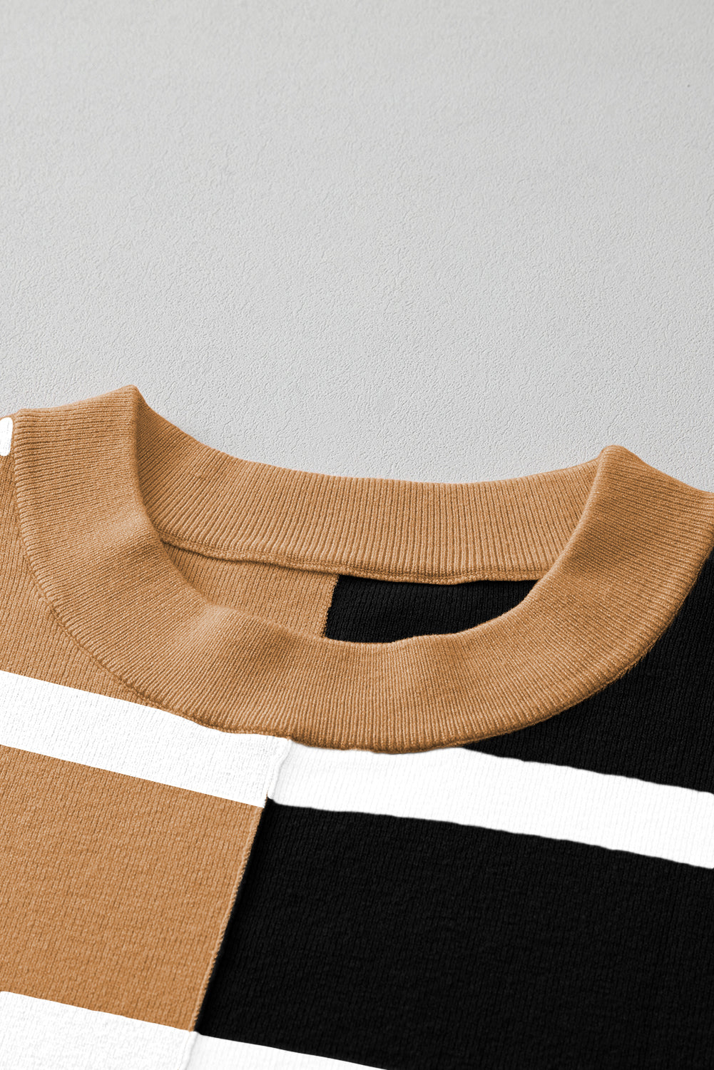 Neutral Colorblock Knit Sweater – Oversized Pullover
