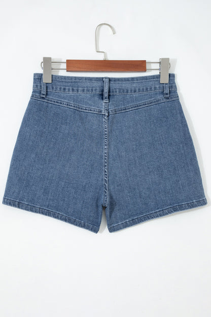 High Waist Flap Pocket Denim Shorts
