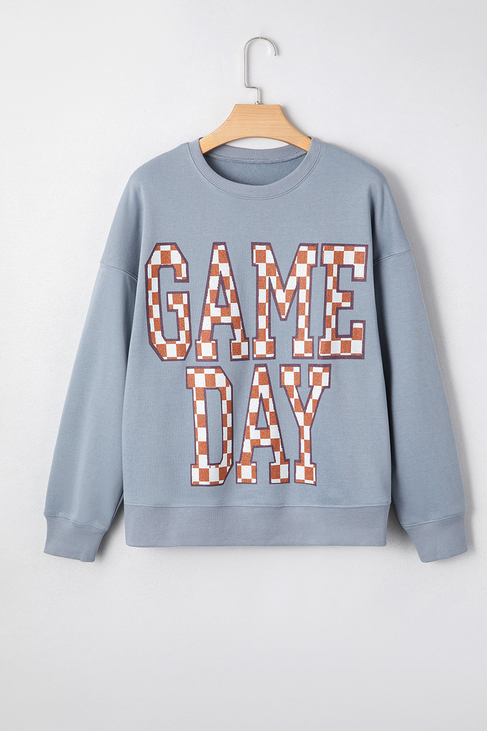 Game Day Checkered Graphic Oversized Crewneck Sweatshirt