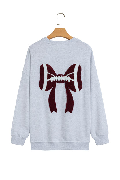 Chenille Bow Embroidered Game Day Oversized Sweatshirt