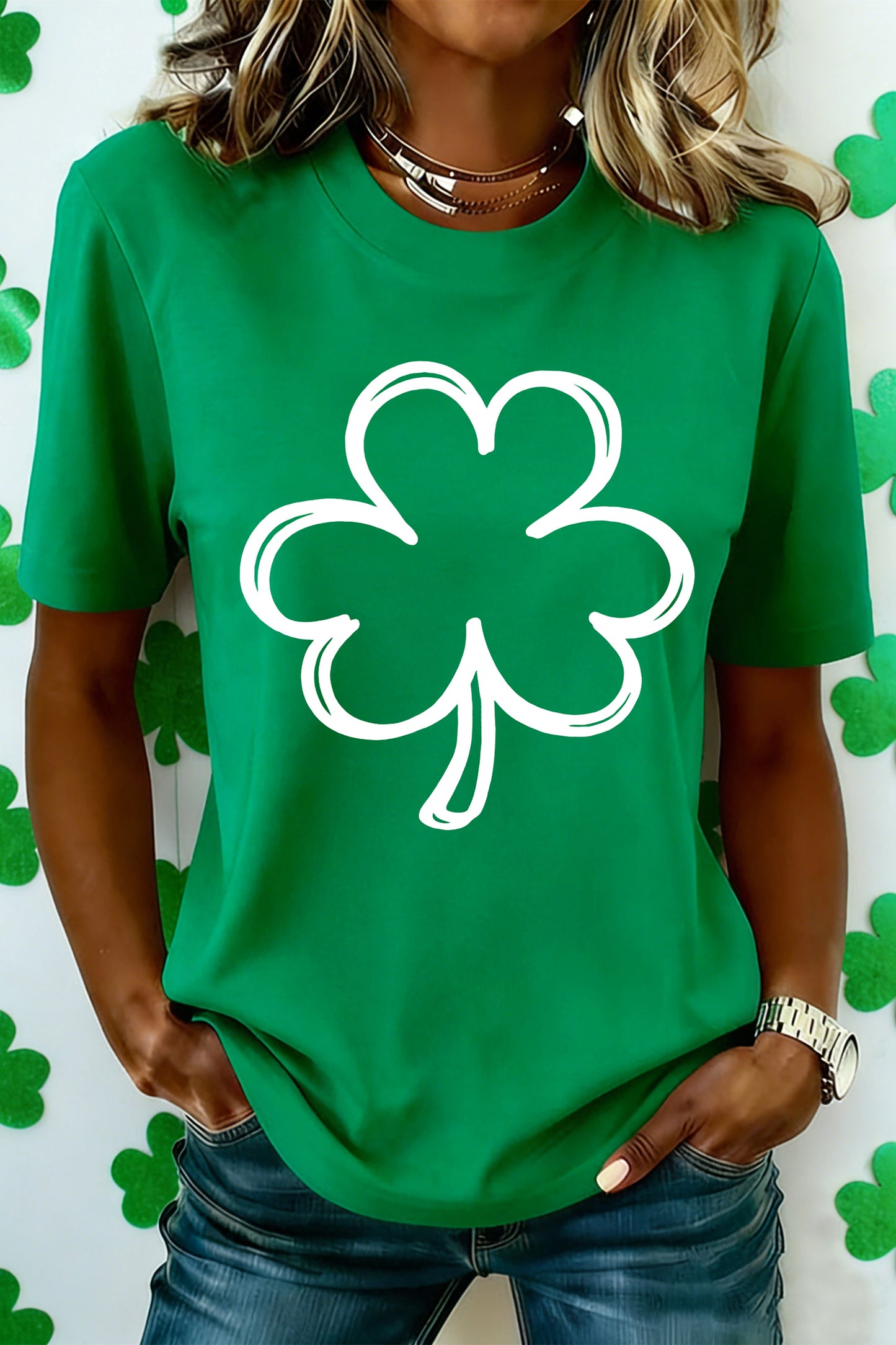 Bright Green Shamrock Graphic St Patrick’s Day Tee