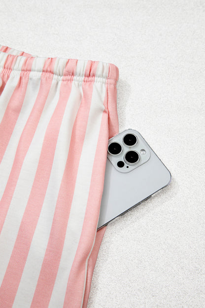 Women's Preppy Striped Color Block Matching Set