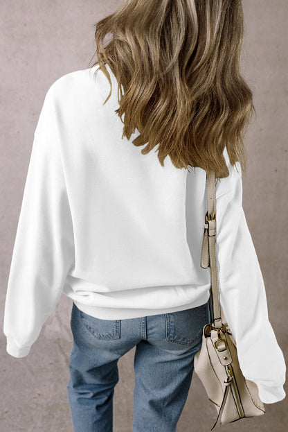 White Chenille Game Day Football Pullover Sweatshirt Women