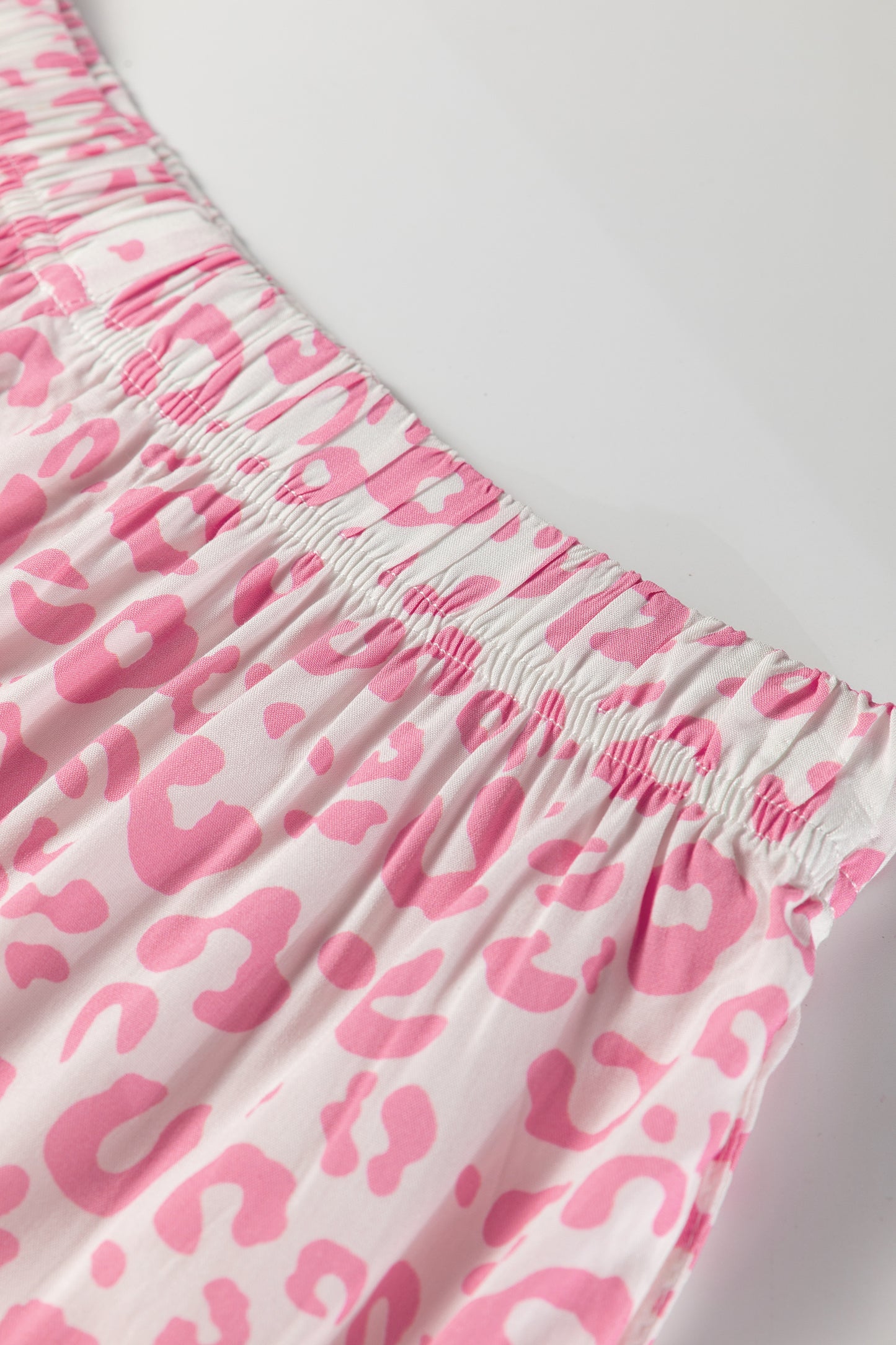 Pink Leopard Satin Pajama Set Long Sleeve Button Down Sleepwear