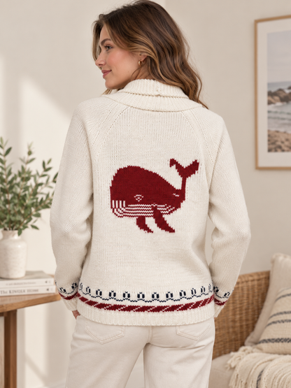 Women's Nautical Graphic Knit Cardigan Sweater