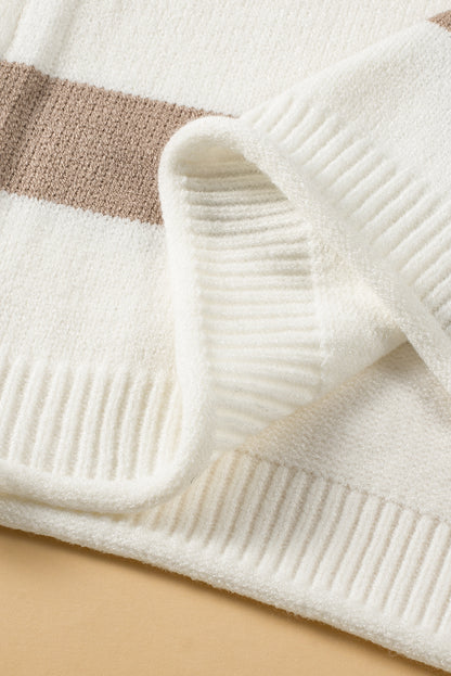 Khaki Stripe Lightweight Knit Short Sleeve Top