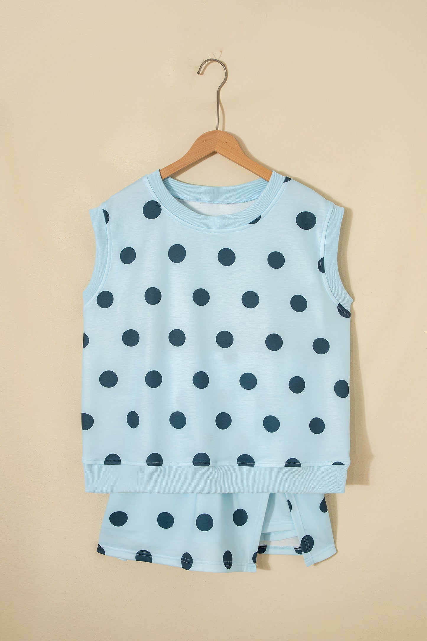 Polka Dot Tank Top Split Skort 2 Piece Lounge Set