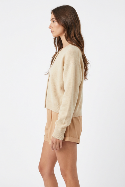 Soft Knit Button Front Cropped Cardigan Sweater