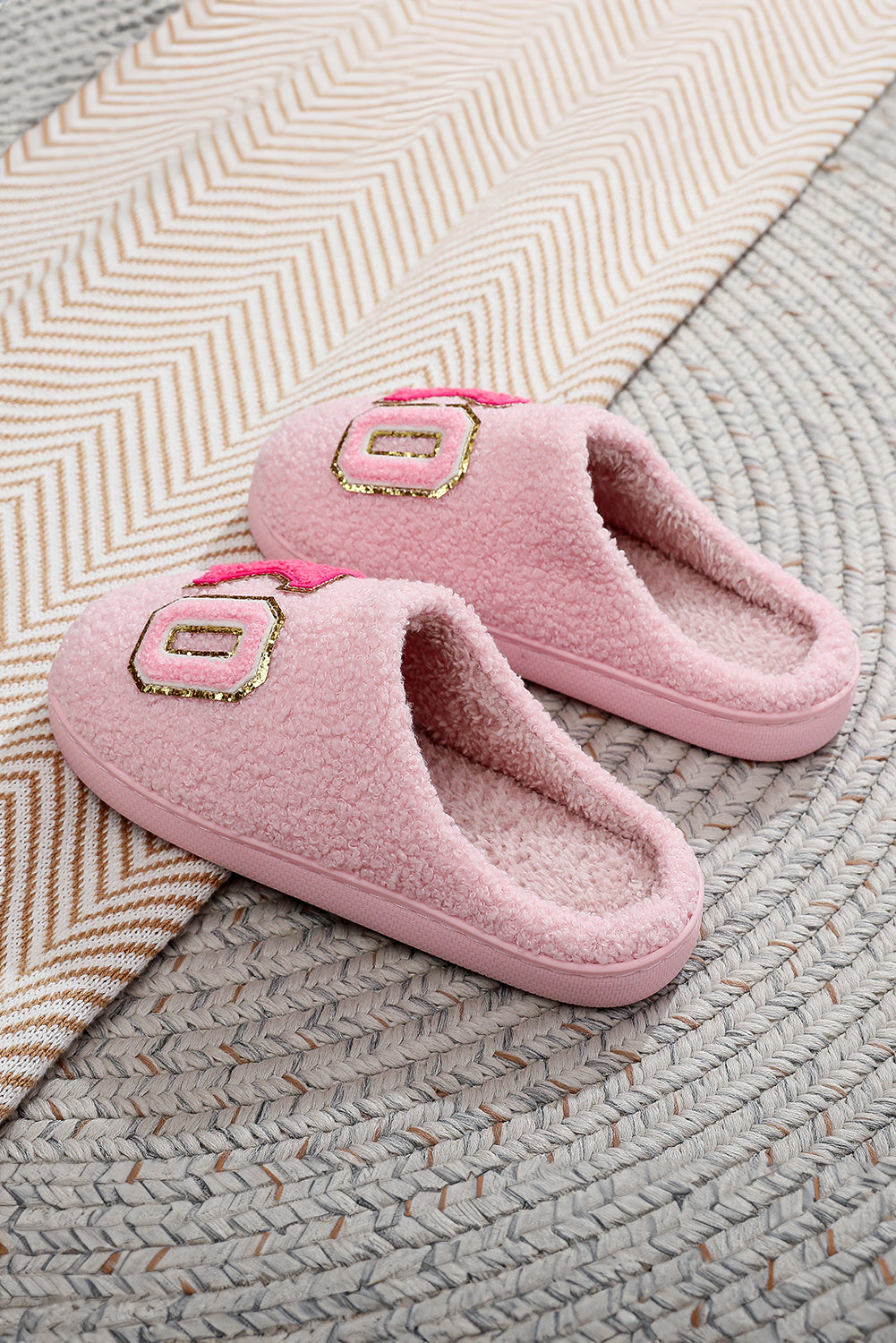 Pink XOXO Plush Slippers Warm Fuzzy Valentines House Shoes Women