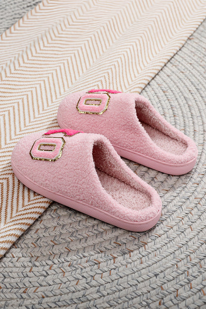 Pink XOXO Plush Slippers Warm Fuzzy Valentines House Shoes Women