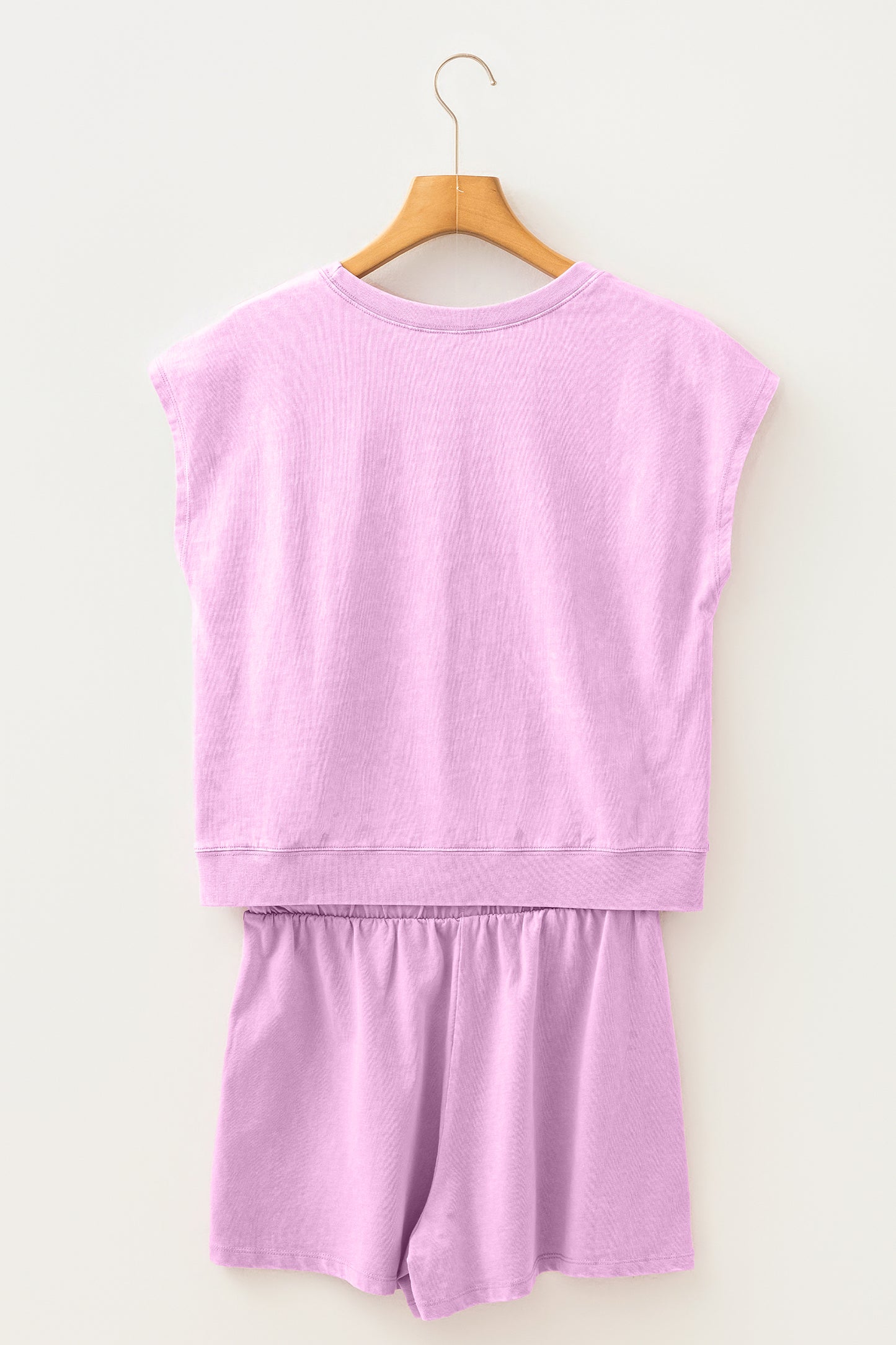 Mineral Wash Cotton Lounge Set Tee and Drawstring Shorts