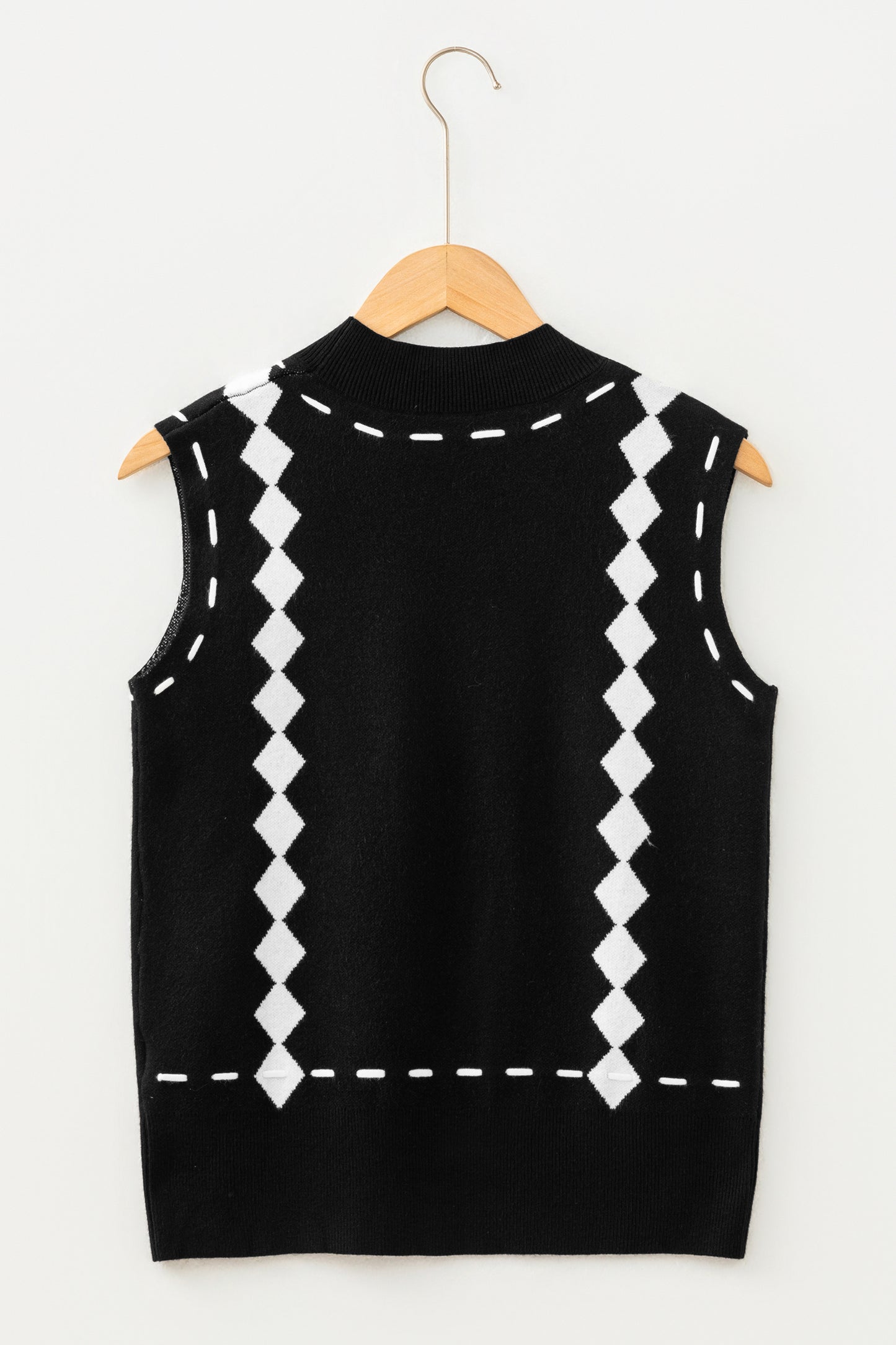 Black Western Horse Knit Sweater Vest Mock Neck Tank Top