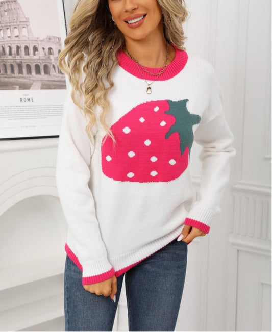 Cute Strawberry Knit Sweater – Valentine’s Day Pullover