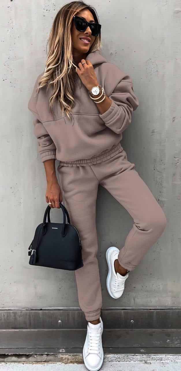 Womens Fleece Hoodie Jogger Two Piece Set