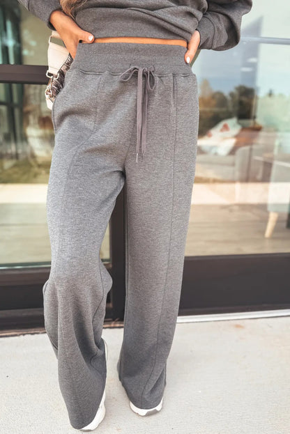 V Neck Collared Sweatshirt and Sweatpants Lounge Set