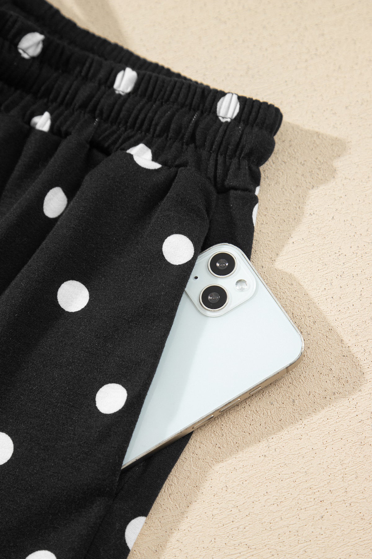Polka Dot Puff Sleeve Wide Leg Two Piece Pants Set