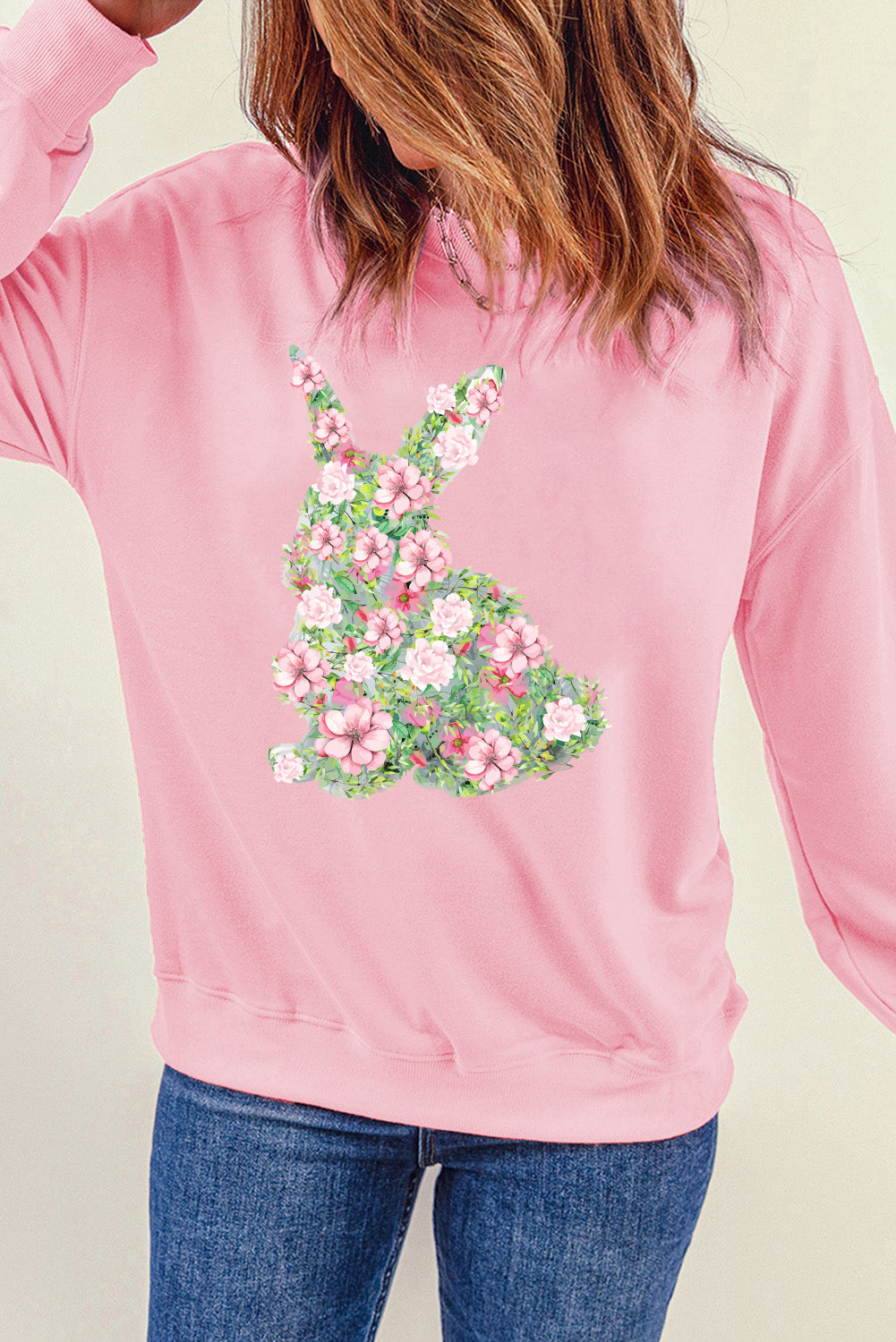 Spring Floral Bunny Easter Crewneck Sweatshirt