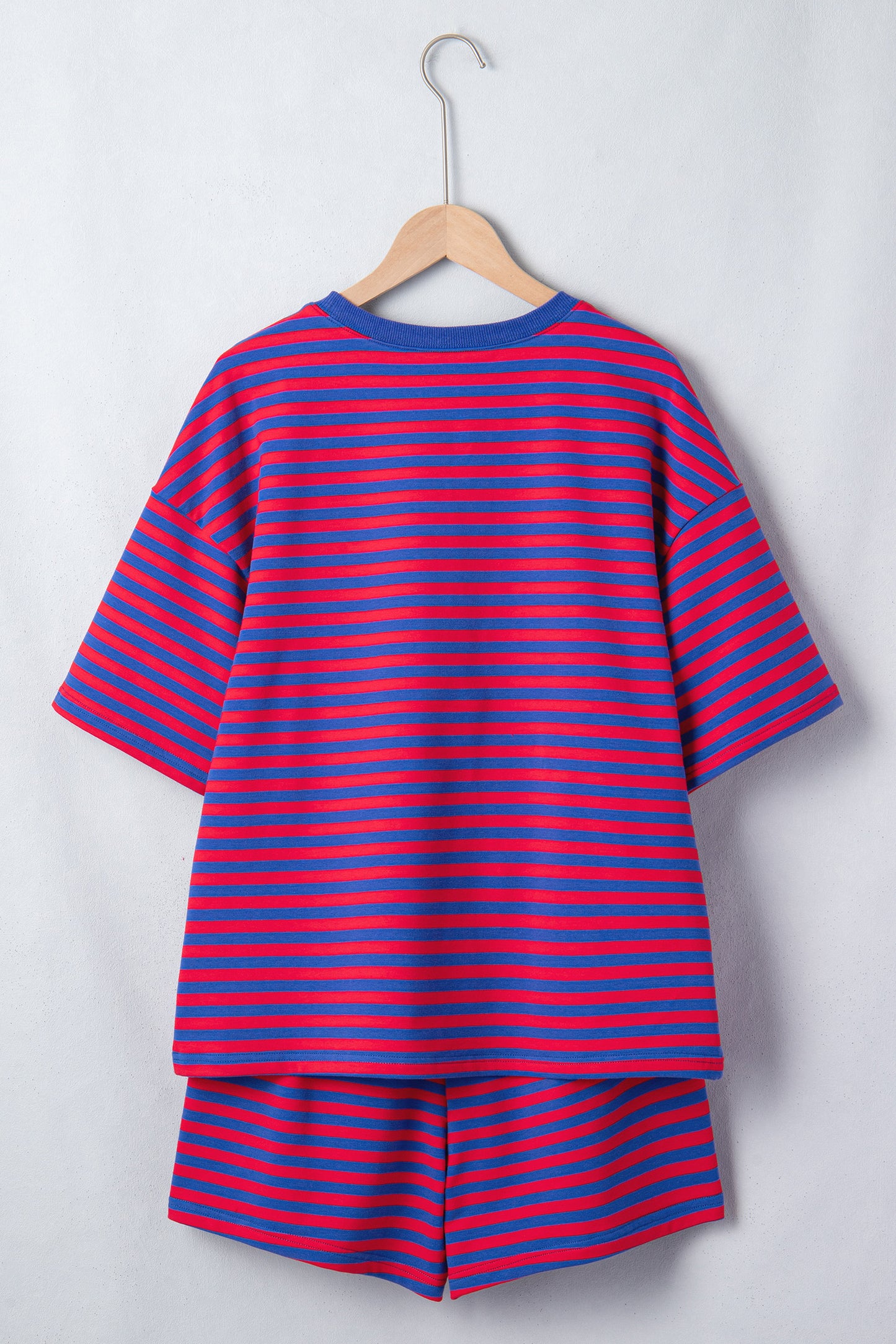 Green Striped Cotton Shorts Set Lounge Outfit