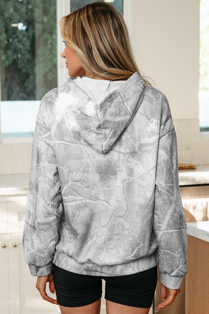 Woodland Camo Oversized Hoodie Pullover for Women