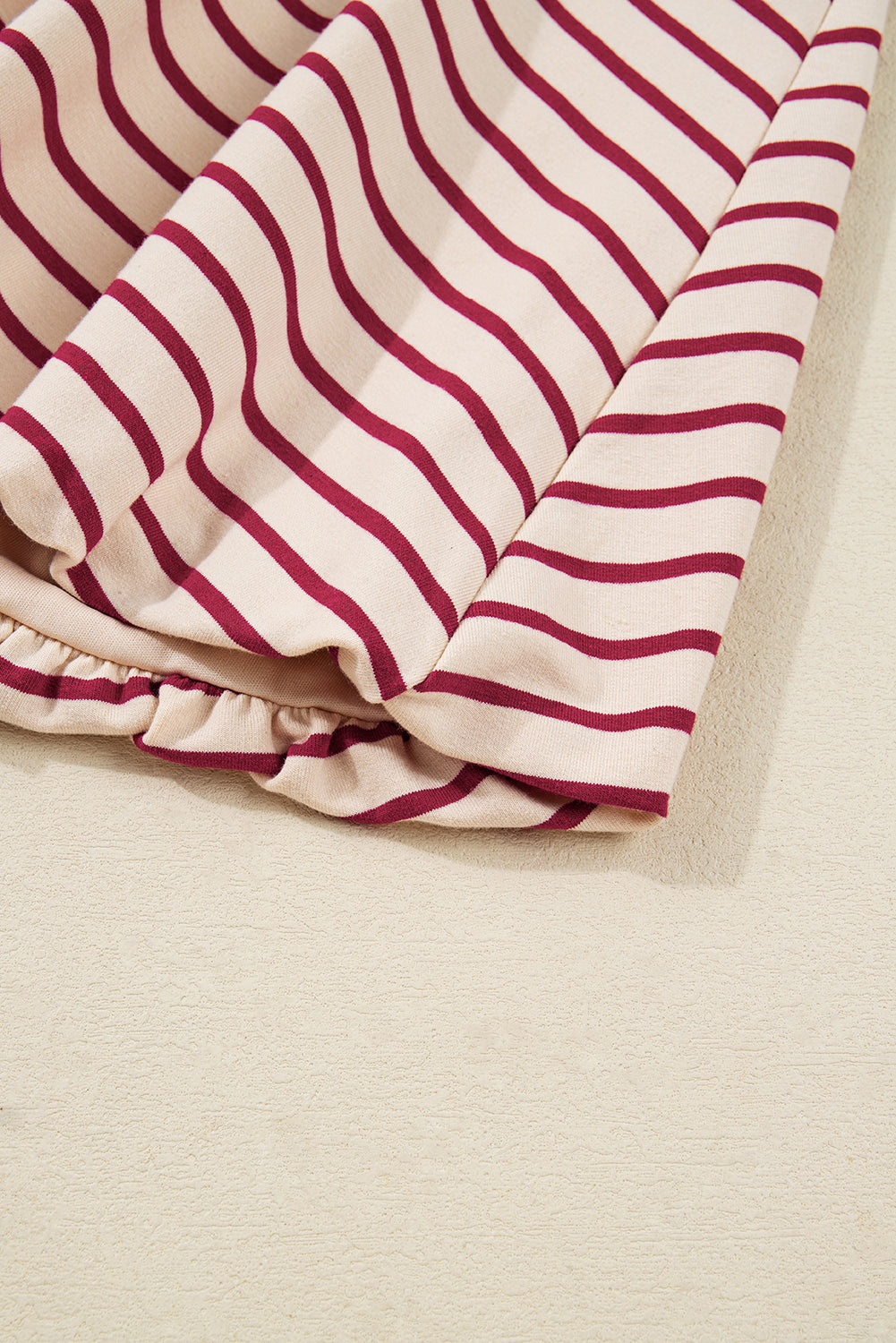Red Stripe Collared Cropped Top & Bubble Skirt Set