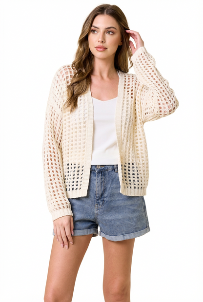 Lightweight Crochet Open Knit Cardigan Boho Layering