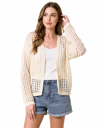 Lightweight Crochet Open Knit Cardigan Boho Layering