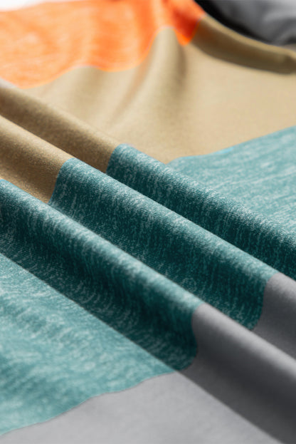 Pink Stripe Plus Size Colorblock Pullover Top