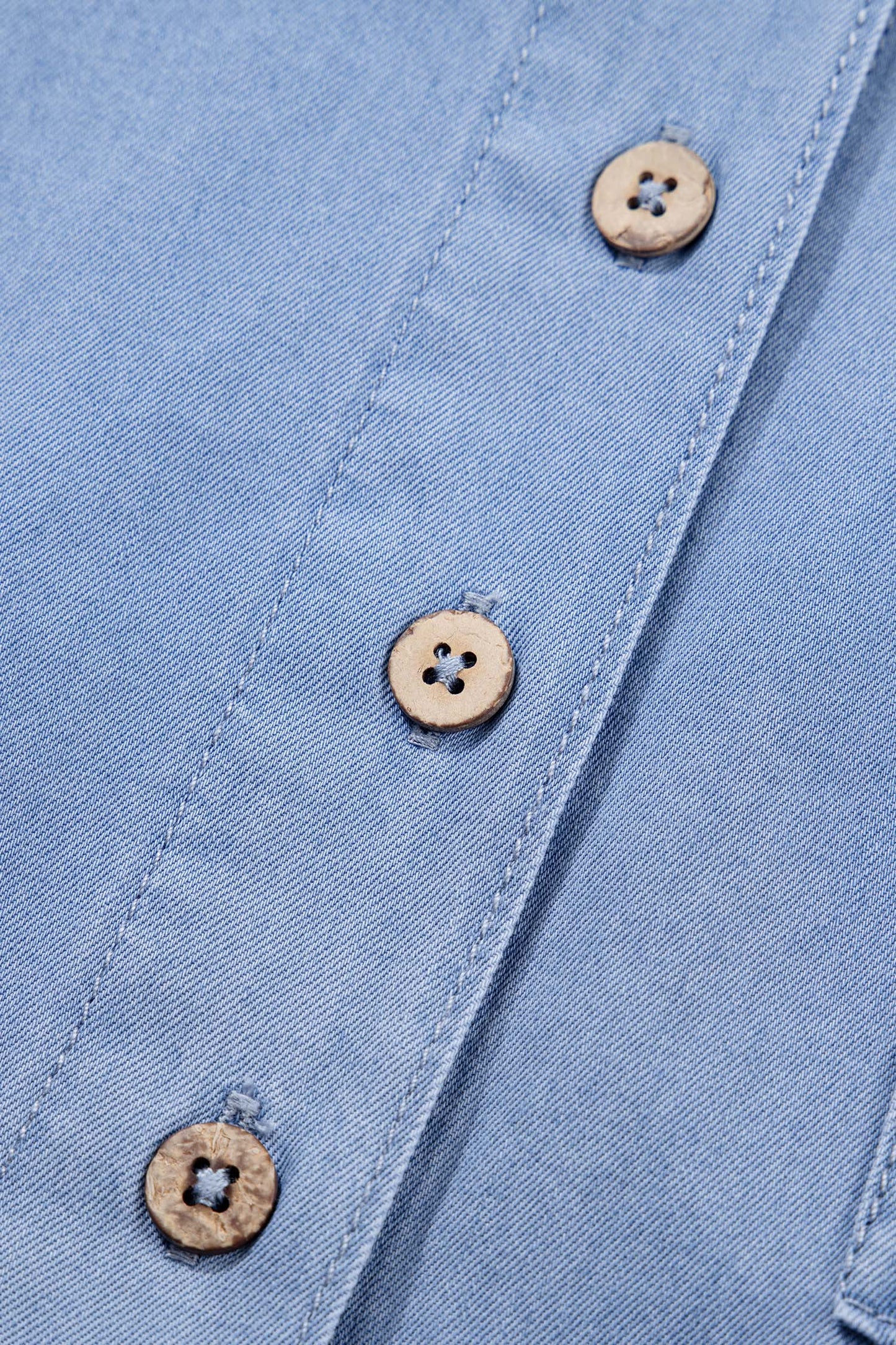 Washed Chambray Drop Shoulder Bracelet Sleeve Shirt