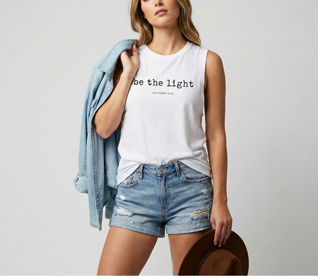 Be the Light Christian Faith Graphic Cotton Tank Top