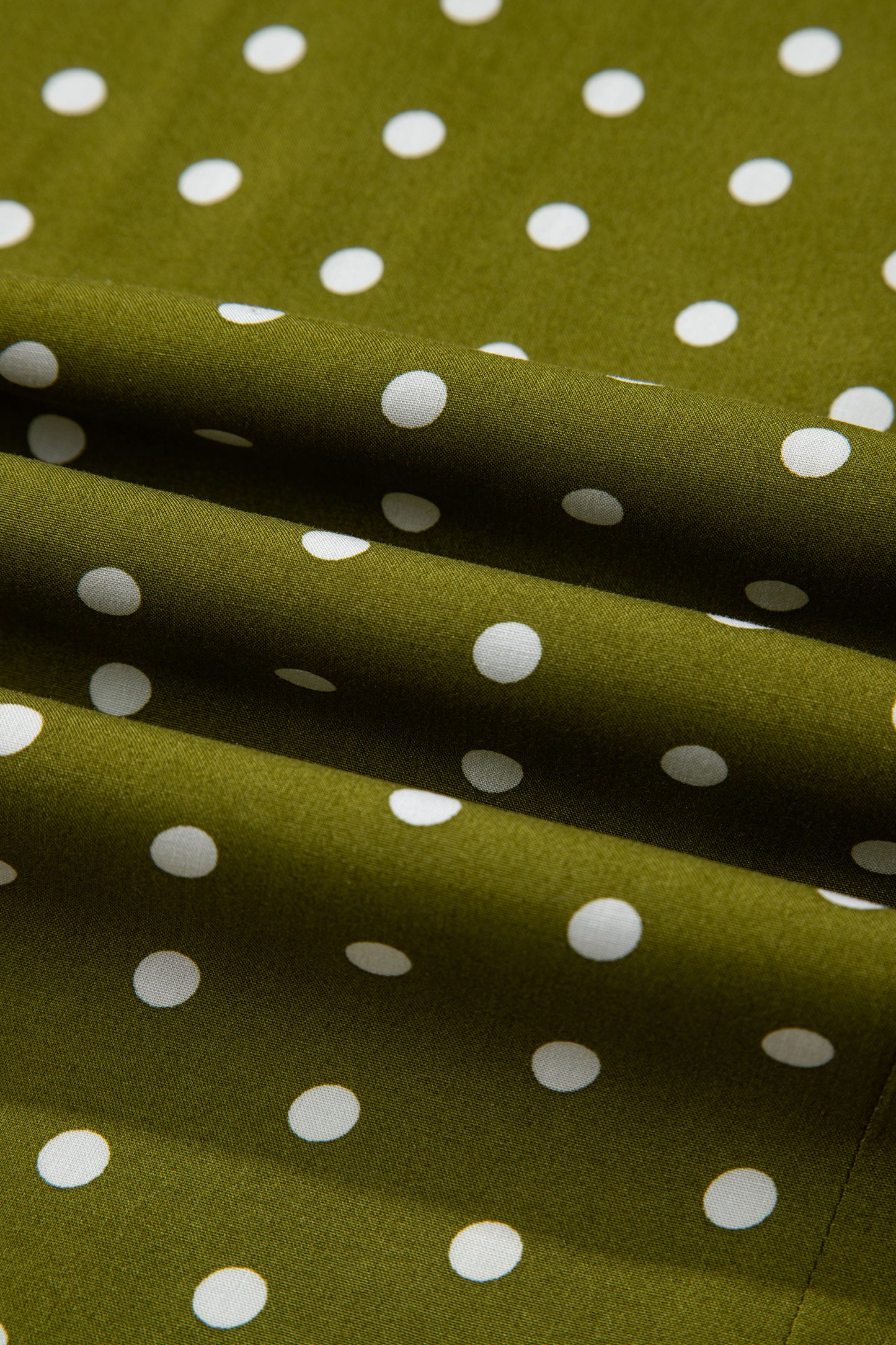 Green Polka Dot Lace Trim Smocked Maxi Dress