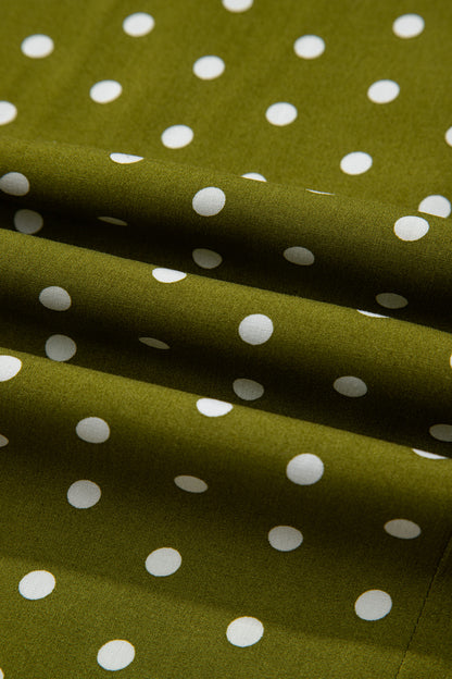 Green Polka Dot Lace Trim Smocked Maxi Dress