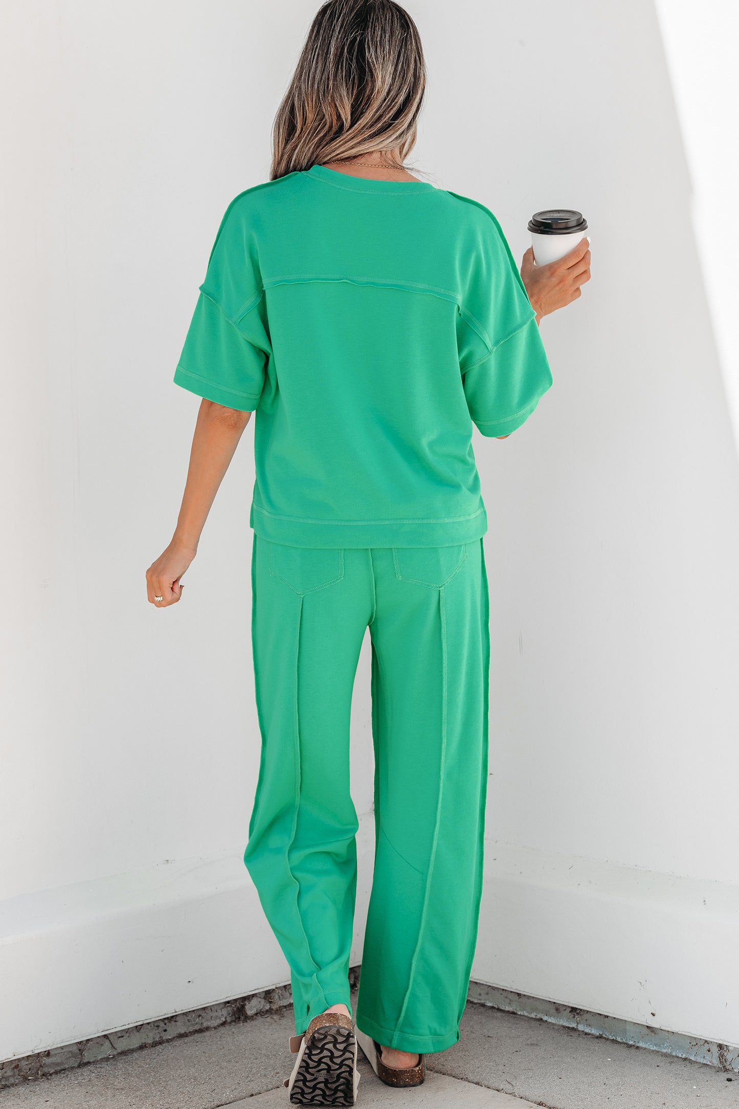 Boxy Tee and Wide Leg Pants Lounge Set Casual Outfit