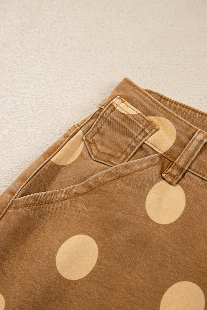 Women's Polka Dot Cuffed Wide Leg Jeans