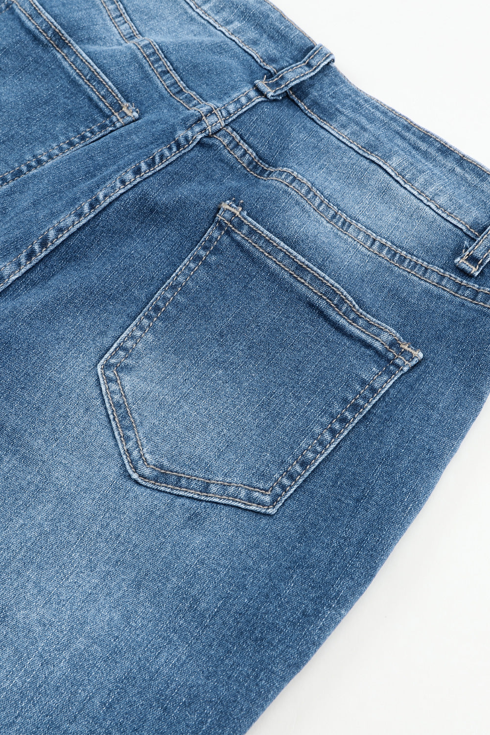 High Waist Flare Jeans with Contrast Seams & Pockets