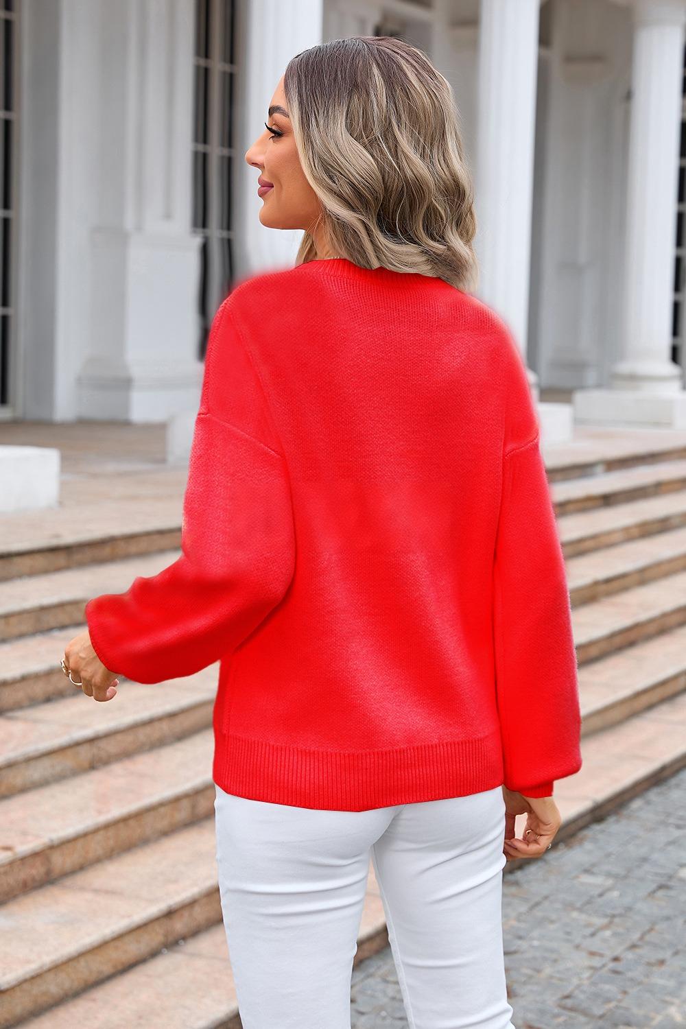 Bow Tie Knit Sweater - Trendy Pullover for Women