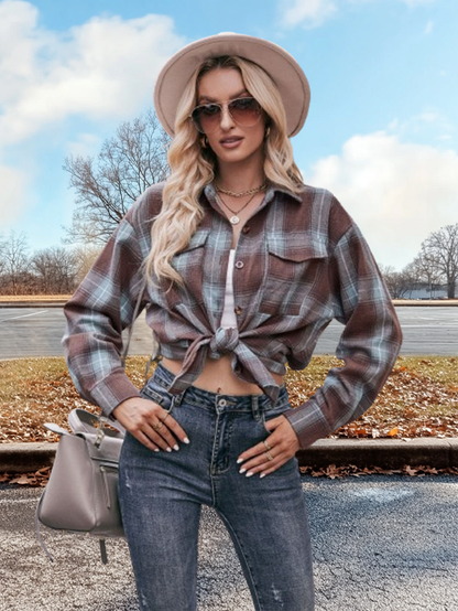 Casual Fashion Plaid Shirt in Oversized Loose Fit for Fall and Winter