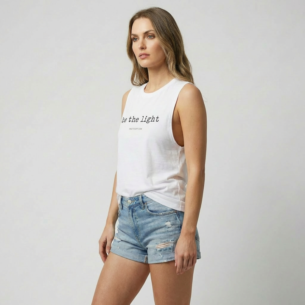 Be the Light Christian Faith Graphic Cotton Tank Top