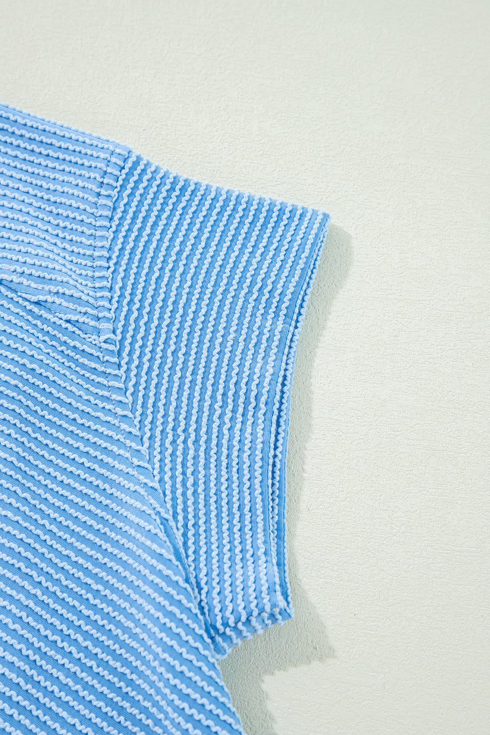 Blue Ribbed Knit Lounge Set Wide Leg Pants Outfit