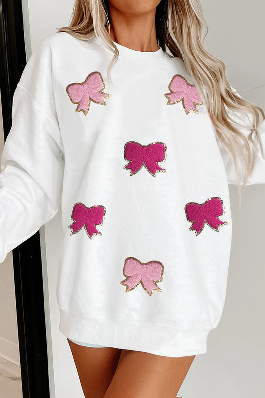 Valentine's Bowknot Graphic Drop Shoulder Baggy Sweatshirt