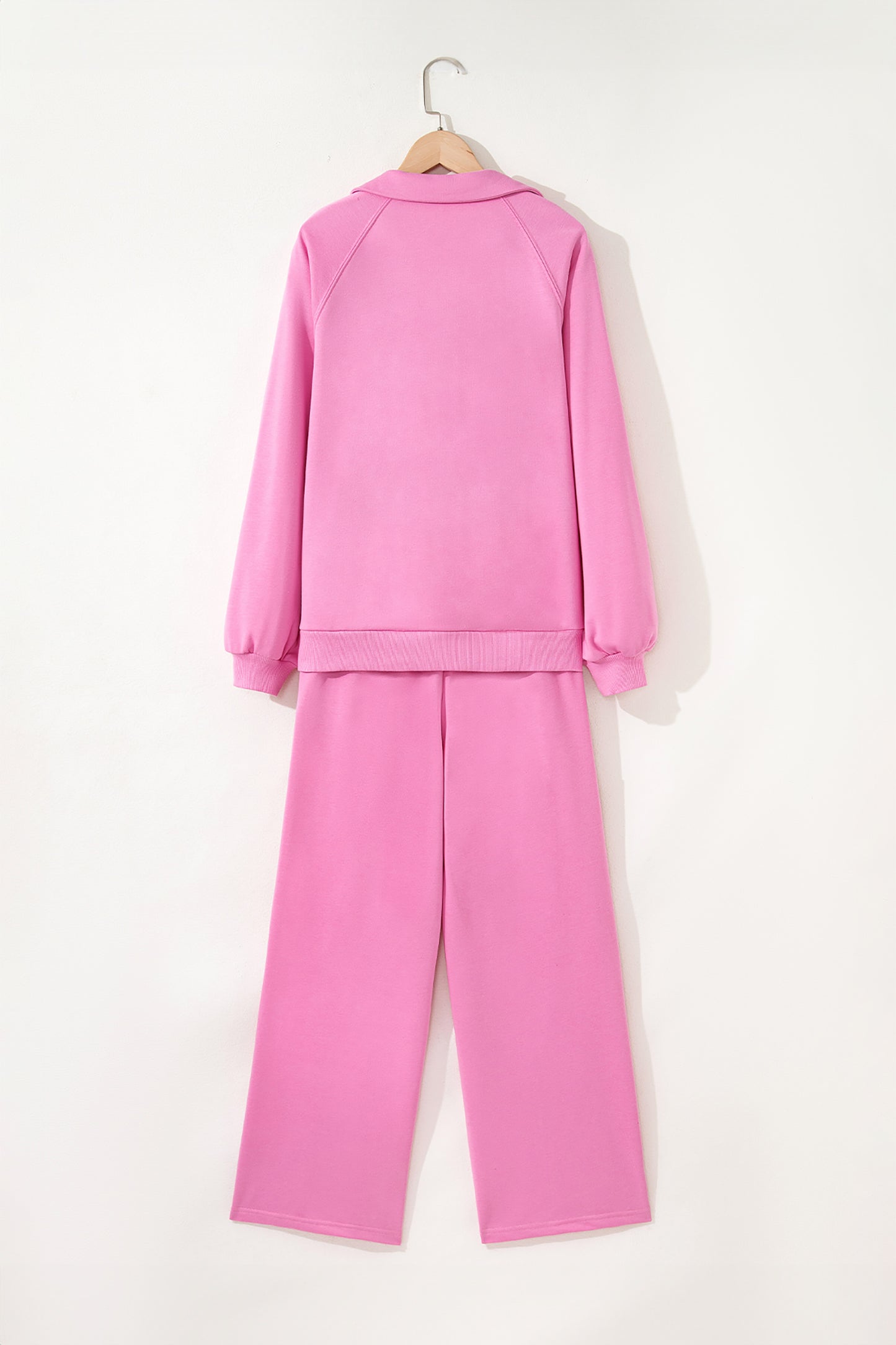 Light Grey Polo Collar Pullover & Drawstring Sweatpants Set